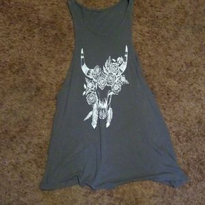 Floral Cow Skull Tunic Top